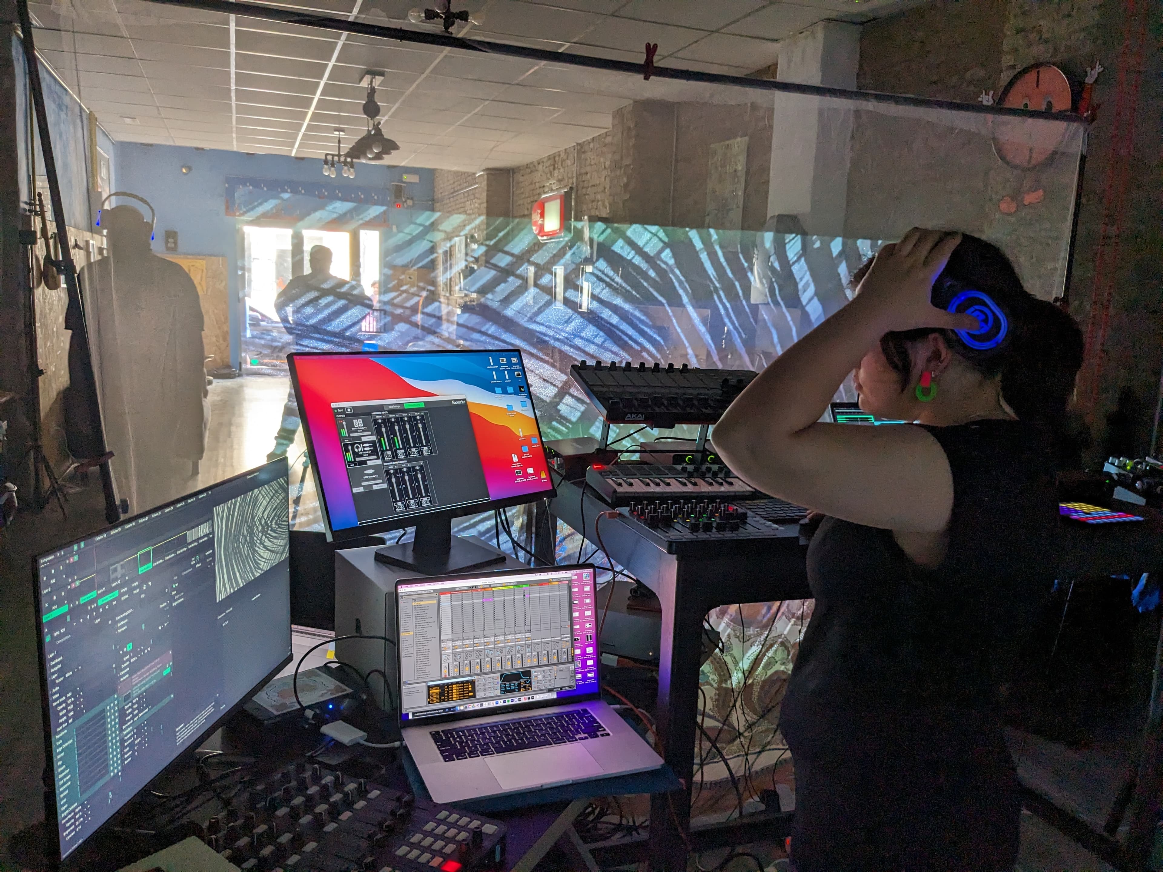 Daytime rig and headphones at Valencia Silent, July 2023